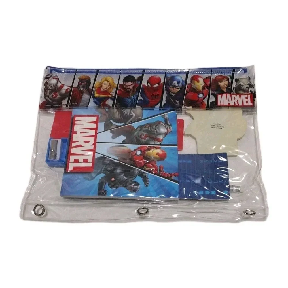 Marvel Avengers Soft Pencil Case School Supplies 8-pc Kit Sticker Book Notepad